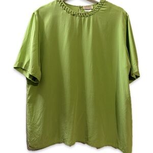 Adorable Vintage Lime Green Silk Blouse